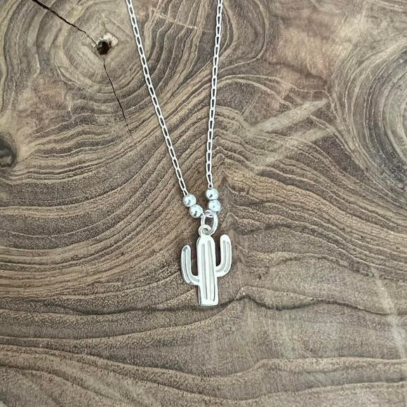 Boho Sol Jewelry - Sterling Silver Beaded Cactus Necklace